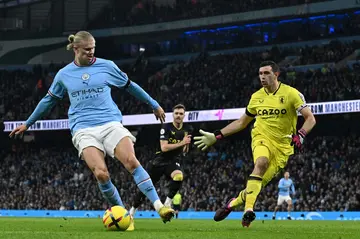 Erling Haaland (left) was substituted at half-time of Manchester City's Premier League clash with Aston Villa