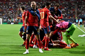 Spain celebrated after Joselu's late goal sent them into the Nations League final against Croatia