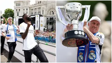 Carlo Ancelotti joined in the dance frenzy during Real Madrid's La Liga victory parade aboard an open-top bus through the streets of Madrid.