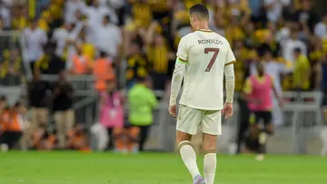 Cristiano Ronaldo, Al-Nassr, Saudi Pro League, Al Khaleej, halftime, angry.