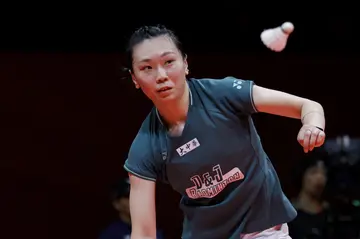 Zhang competes in the Women's Singles Round Robin