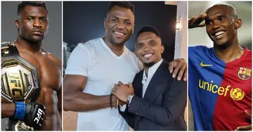 Samuel Eto'o hangs out with UFC heavyweight champion Francis Ngannou