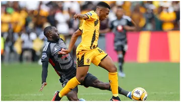 Mduduzi Shabalala, who is currently training with Mamelodi Sundowns stars, in action for Kaizer Chiefs against Orlando Pirates at the FNB Stadium in Joburg on November 11, 2023.