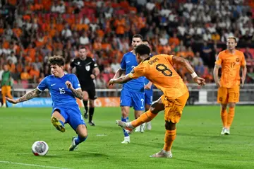 On target: Cody Gakpo scores the second goal for the Netherlands