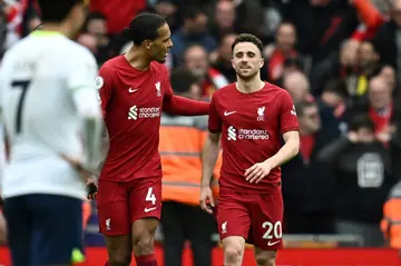 Liverpool's Diogo Jota (R) scored the winner against Tottenham