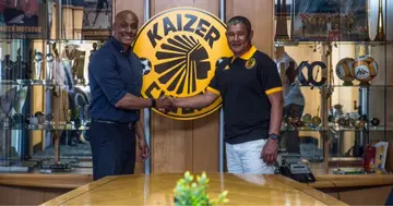 Kaizer Motaung Jr with Cavin Johnson.