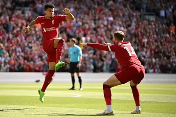 Luis Diaz (L) got the ball rolling early as Liverpool demolished Bournemouth