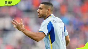 Giorgos Giakoumakis of Atlanta United gestures during a match