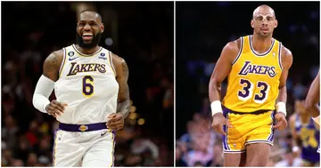 LeBron James, Kareem Abdul-Jabbar, Los Angeles Lakers, 2023 NBA All-Star