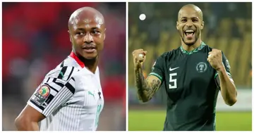 Ghana captain Andre Ayew (left) is set to face his Nigerian counterpart on March 24 SOURCE: Twitter/@ghanaballers