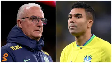 Casemiro has been excluded from the Brazil Copa America squad by head coach, Dorival Junior. Photos: Mateo Villalba and Laurence Griffiths.