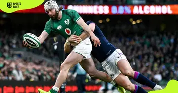Ireland's Mack Hansen (front) in action.