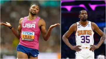 Noah Lyles, Letsile Tebogo, Kevin Durant, Devin Booker, NBA, 2023 World Athletic Championships