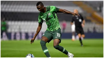 Umar Sadiq of Nigeria in action during the International Friendly match between Saudi Arabia and Nigeria. Photo: MB Media.
