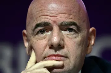 FIFA president Gianni Infantino speaks at a press conference on the eve of the World Cup in Qatar