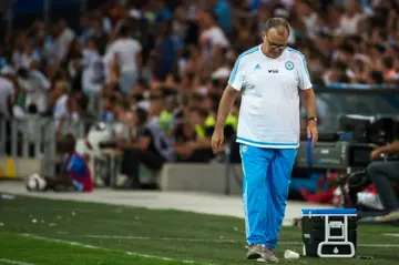 Heading for the exit: Marcelo Bielsa quit after Marseille lost their season opener to Caen in 2015