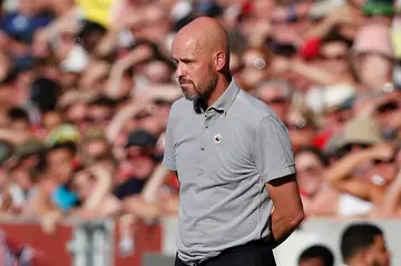 Stung by the Bees - Manchester United manager Erik ten Hag looks on from the touchline during a 4-0 loss at Brentford
