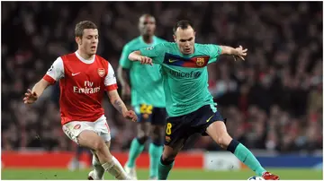 Jack Wilshere, Andres Iniesta, UEFA Champions League, Arsenal, Barcelona, Emirates Stadium.