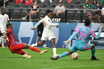 Jonathan David opened the scoring for Canada in their 2-0 win over Panama in the CONCACAF Nations League semifinals at Allegiant Stadium.