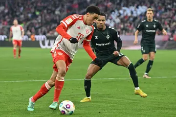 Bayern Munich midfielder Jamal Musiala (left) scored the Championship-winning goal last season