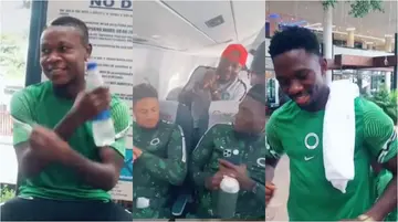 Yobo, Other Eagles Stars Celebrate Nigeria’s Victory Over Cape Verde Inside Plane, Join Trending Challenge