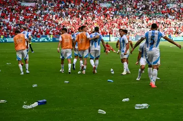 Chaotic scenes marred the men's football match between Argentina and Morocco on the opening day of sporting action at the Olympics