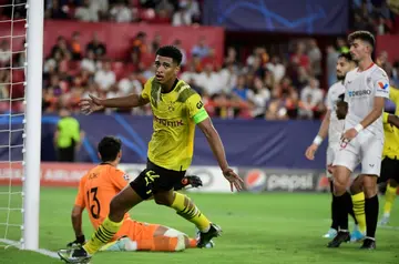 Teen triumph: Dortmund's Jude Bellingham celebrates scoring