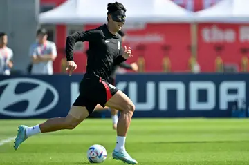 South Korea's Son Heung-min takes part in a training session in Doha