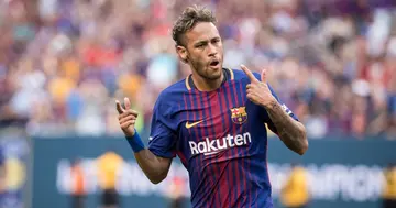 Neymar celebrating after scoring for Barcelona.