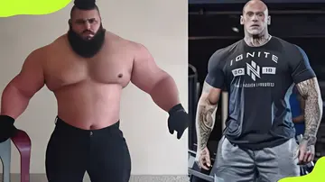 Ford and Hulk poses for a physique challenge