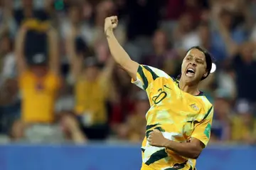 Australia's prolific Sam Kerr celebrates after scoring yet another goal