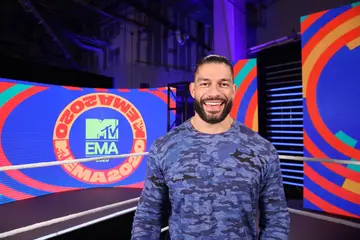 WWE Star Roman Reigns poses ahead of the MTV EMA's 2020