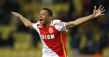 Kylian Mbappe scored his very first goal in the UEFA Champions League when he played for Monaco.