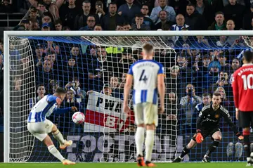 Alexis Mac Allister scores from the penalty spot in Brighton's 1-0 win against Manchester United