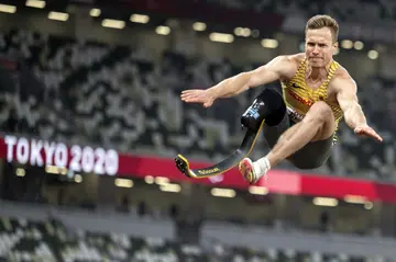 Germany's Markus Rehm during the T64 long jump event at the Tokyo Paralympic Games in 2021