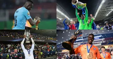 Edouard Mendy celebrating all his trophies since 2020. Credit: @btsportfootball