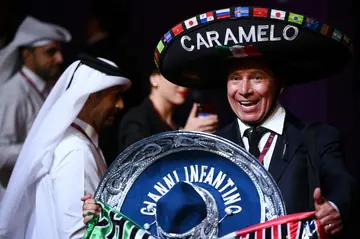 Mexican superfan Caramelo at the World Cup draw in Qatar on April 1, 2022
