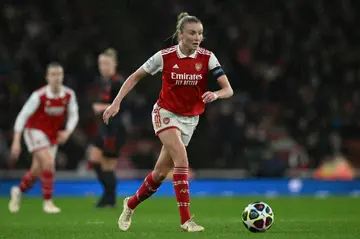 Arsenal defender Leah Williamson in action against Bayern Munich in the quarter-finals