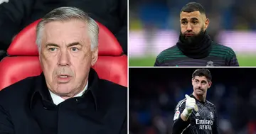 Real Madrid, Coach, Carlo Ancelotti, Karim Benzema, Players, Thibaut Courtois, Skip, FIFA, The Best Awards, Paris, Sport, World, Soccer, Football