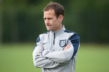 Dan Ashworth looks on during the England U21 training session