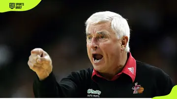 Bob Knight of the Texas Tech Red Raiders yells during a game