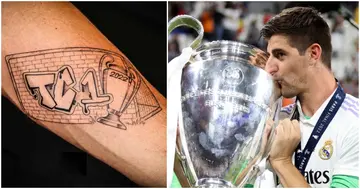 Thibaut Courtois, Real Madrid, Champions League, brick, tattoo