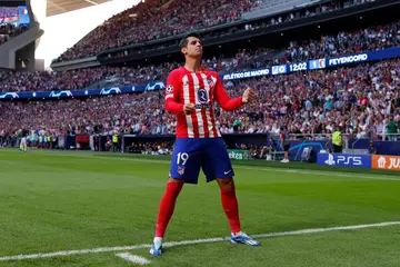 Alvaro Morata celebrates after scoring.