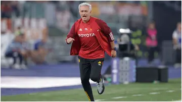 Jose Mourinho yells during the Serie A TIM match between AS Roma and Frosinone Calcio at Stadio Olimpico. Photo by Matteo Ciambelli.