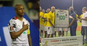 Andre Ayew on his 100th cap. SOURCE: Facebook/ Ministry of Youth & Sports- GH