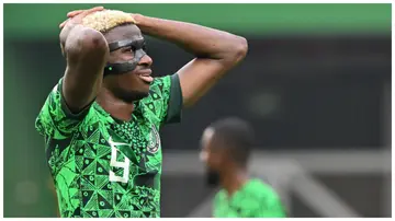 Victor Osimhen looks on during the Africa Cup of Nations 2023 group A football match between Nigeria and Equatorial Guinea. Photo: Issouf Sanogo.