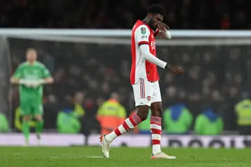 Emotional scenes as Ghanaian midfielder apologize after getting sent off in cup game