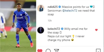 After scoring again, Super Eagles star Iheanacho tells Ndidi to send him an e-mail before cutting soap for him