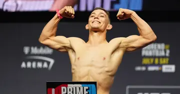 Cameron Saaiman posing at a UFC weigh in.