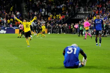 Diego Rossi of Columbus Crew celebrates after scoring against Cincinnati in his team's comeback win in last season's Eastern Conference Final.